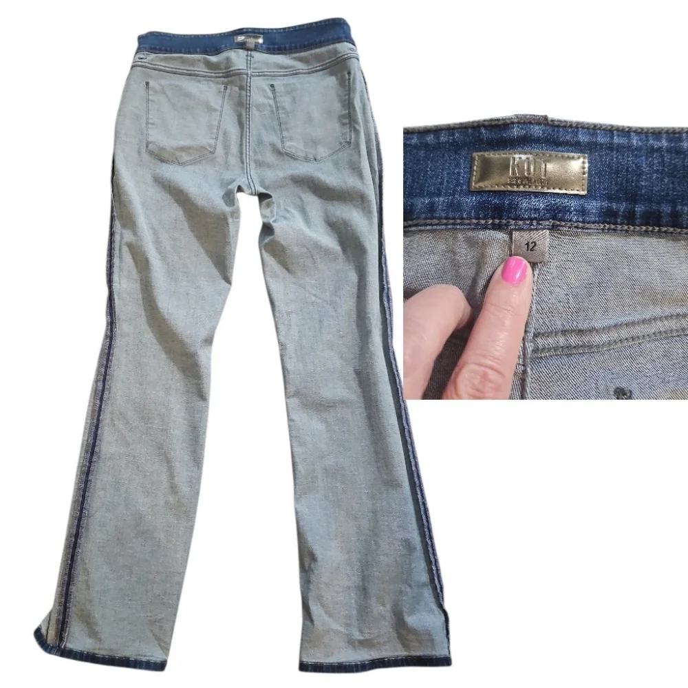 Kut From The Kloth Natalie High Rise Bootcut Jeans Size 12 Side Paneled Stretch - Picture 9 of 10